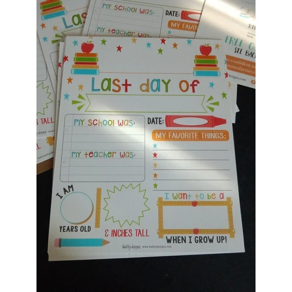 10 first day & last day of school cardboard signs homeschool teacher kids school